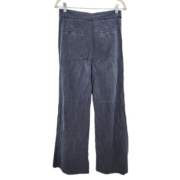 Free‎ People Cotton Sailor Style Wide Leg Pants Size 2 Dark Grey Black - Picture 2 of 9